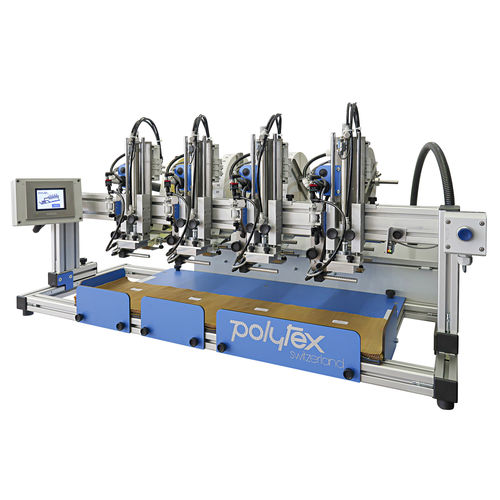 Applicatore di etichette automatico - LA - Polytex - per campione di tessuto / per l'industria tessile / per etichette adesive