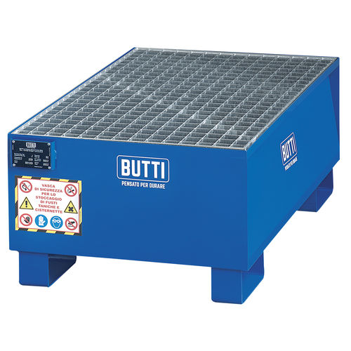 Vasca di raccolta 1 fusto - 801VG - BUTTI - in acciaio / con griglia zincata