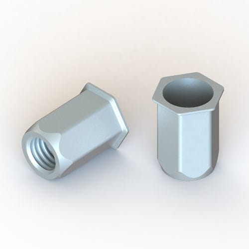 Dado rivetto - E TFM/C - Specialinsert s.r.l. - esagonale / in acciaio zincato / filomuro
