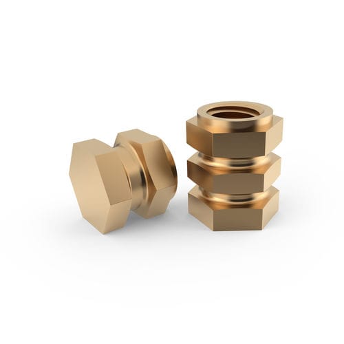 Inserto esagonale - ES CH series - Specialinsert s.r.l. - filettato / in ottone / per termoplastici
