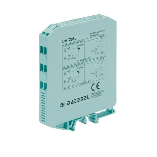 Trasmettitore di temperatura su guida DIN - DAT2066 - DATEXEL SRL - Pt100 / a 2 canali / 4-20 mA