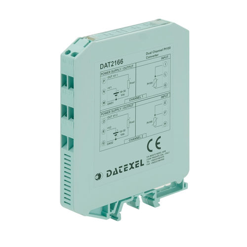 Convertitore analogico - DAT2166 - DATEXEL SRL - a 2 uscite analogiche / per sensore RTD / su guida DIN