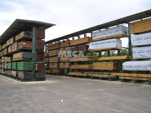 Scaffalatura per uso in esterni - MECA STORAGE SYSTEMS - cantilever / per carichi lunghi / con tetto