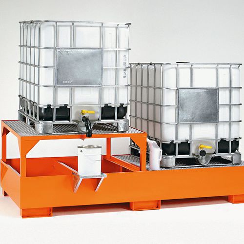 Vasca di raccolta per cubitainer - BS112 2C - VEAB - 2 fusti / in acciaio / con griglia zincata