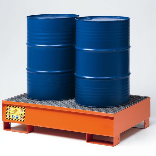 Vasca di raccolta 2 fusti - BS112 2F - VEAB - in acciaio verniciato / con griglia zincata