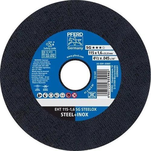 Disco da taglio per lamiere - EHT 115-1,6 SG - PFERD - per acciaio inossidabile / in ossido di almluminio / fine