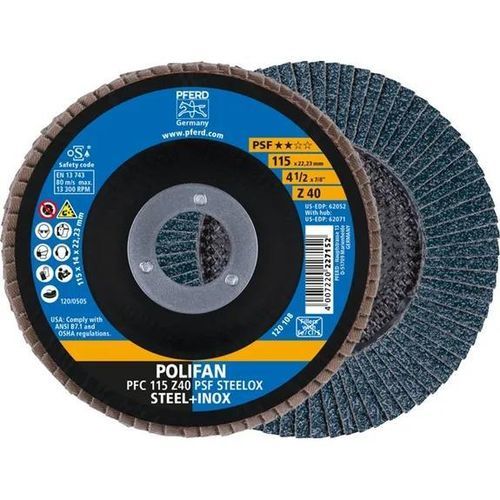 Disco a lamelle in ossido di zirconio - PFC 115 Z 40 PSF STEELOX - PFERD - per acciaio inossidabile / di finitura