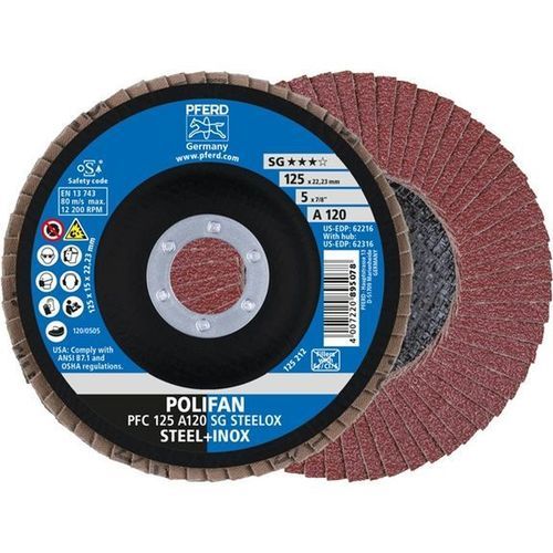 Disco a lamelle in ossido di almluminio - PFC 125 A 120 SG - PFERD - di finitura / per acciaio inossidabile