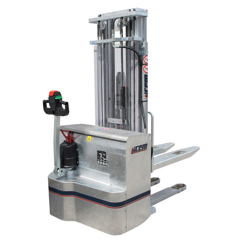 Accatastatore elettrico - TEX series - ICEM - a timone con guida da terra / in acciaio inossidabile
