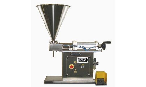 Riempitrice semiautomatica - DVP - Omas Tecnosistemi S.p.a. - per bottiglie / per prodotti pastosi / verticale