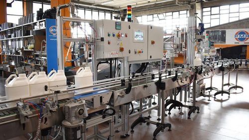 Riempitrice tappatrice etichettatrice per pittura e inchiostro - RT1U - PMR System Group - automatica / in linea / per prodotti fitosanitari