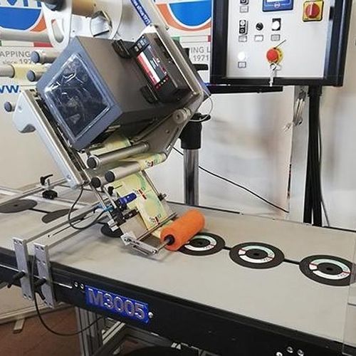 Stampante-applicatore di etichette dell'abrasivo - M3005A - PMR System Group - per applicazione laterale / per sacchi / per uso industriale