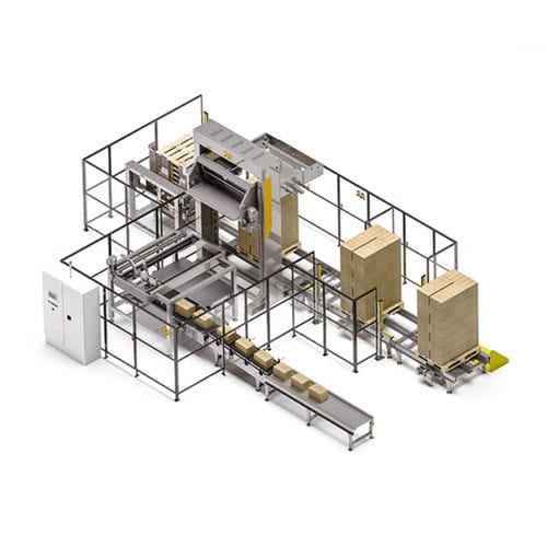 Pallettizzatore dal basso - SIRIO - TMG Impianti S.p.a. - per vaschette / per lattine / per cartoni