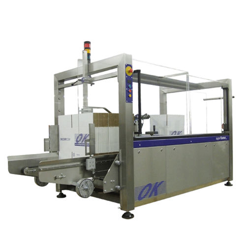 Formatrice di scatole automatica - Superformer SF1 - OK International - nastro adesivo / a grande cadenza / per il settore agroalimentare