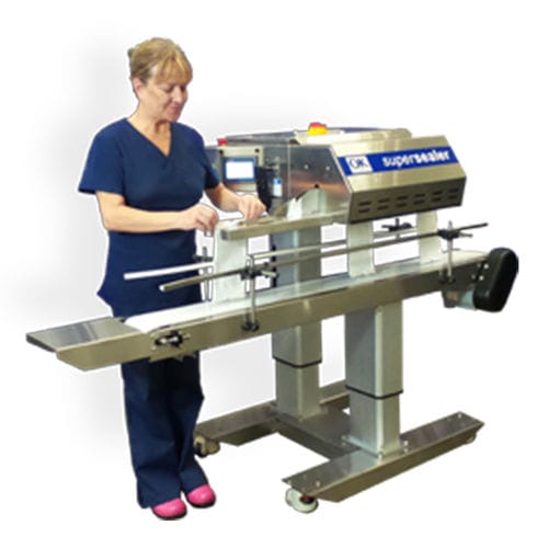 Sigillatrice rotativa - Supersealer MBS20 - OK International - semiautomatica / per sacchi / medica