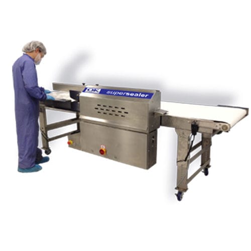 Termosigillatrice in continuo - T-PAK 500 - OK International - semiautomatica / di sacchetti / per l'industria agroalimentare