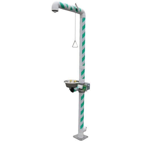Doccia di sicurezza da terra - MB 250/30 series - Matcon B.V. - in plastica / con lavaocchi/lavafaccia / da esterno