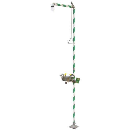 Doccia di sicurezza da terra - MB 150/30 1'' - Matcon B.V. - in plastica / con lavaocchi/lavafaccia / da interno
