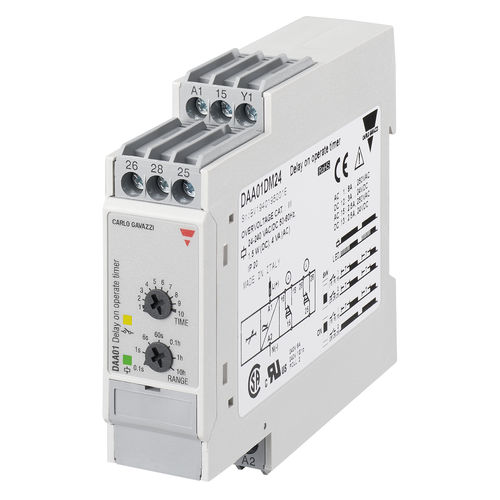 Temporizzatore elettronico - DAA01DM24 - CARLO GAVAZZI - con attrazione ritardata / su guida DIN / per scatola