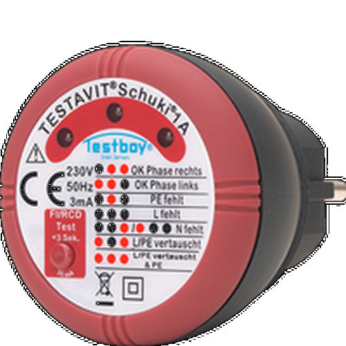 Tester di sicurezza elettrica - TESTAVIT SCHUKI 1A - Testboy - per presa di corrente / portatile