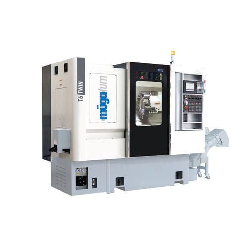 Centro di tornitura CNC - T6 Twin - Müga Werkzeugmaschinen GmbH - a banco inclinato / 12 utensili / di alta precisione