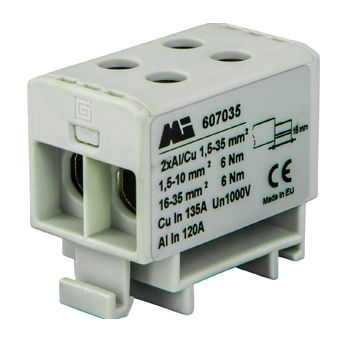 Morsetto componibile su guida DIN - 607035 series - Morsettitalia - con connessione a vite / passante / di potenza
