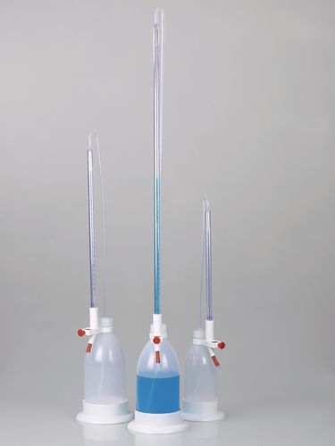 Buretta di titolazione - 9695 series - Bürkle - in vetro borosilicato / resistente ai prodotti chimici / con camicia di protezione contro le scintille
