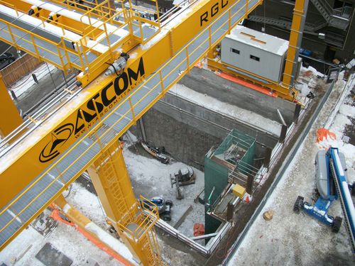 Gru a cavalletto su guida di scorrimento - RGC - Ascom SpA - per cantieri di prefabbricati