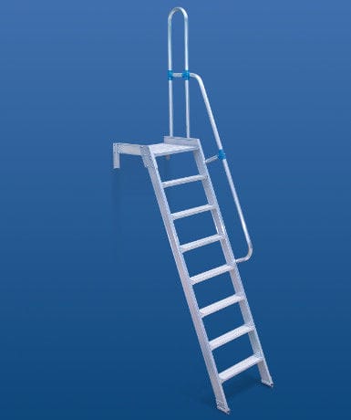 Scala da appoggio in alluminio - 10602 series - European Special Ladders, S.A. (ESLA) - mobile / a piattaforma / con gabbia di sicurezza