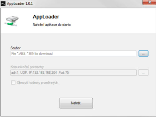 Software di regolazione - AppLoader - AMiT, spol. s r.o. - configurazione / di salvaguardia / Ethernet