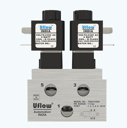 Distributore pneumatico a valvola - TBAS10DS - UFLOW AUTOMATION - azionato tramite solenoide / a 4/2 vie / in alluminio