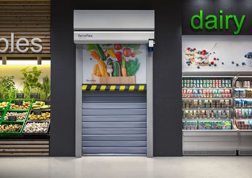 Porta ad avvolgimento - EI120 - PUERTAS FERROFLEX SL - in acciaio / per l'industria agroalimentare / per interno