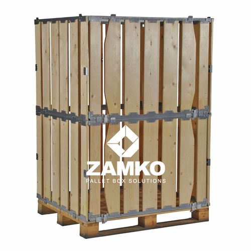 Cassa-pallet in legno - MPB.b160.P - ZAMKO - di stoccaggio / pieghevole / ad apertura laterale