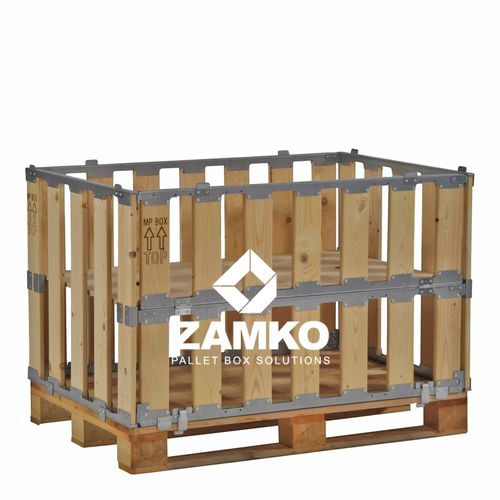 Cassa-pallet in legno - MPB.b80.FS  - ZAMKO - di stoccaggio / pieghevole / ad apertura laterale