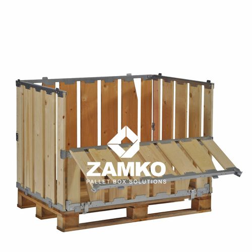 Cassa-pallet in legno - MPB.e70.PF - ZAMKO - di stoccaggio / per pezzi piccoli / pieghevole