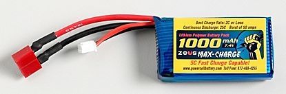 Batteria litio-polimero - 7.4 V, 1 Ah | 2S 1000MAH - ZEUS Battery Products - prismatica