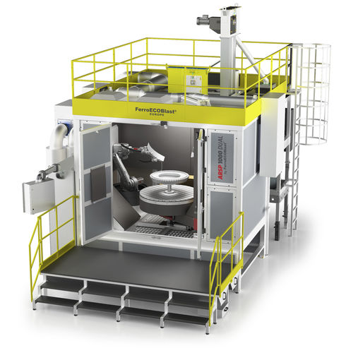 Granigliatrice di precompressione robotizzato - ARSP - FerroECOBlast - a tavola girevole / per metallo