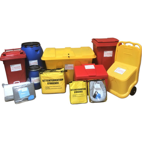 Kit di pronto intervento antinquinamento per idrocarburi - Kit d'intervention d'urgence - DIFOPE - antinquinamento chimico / per inquinamento universale / sacco
