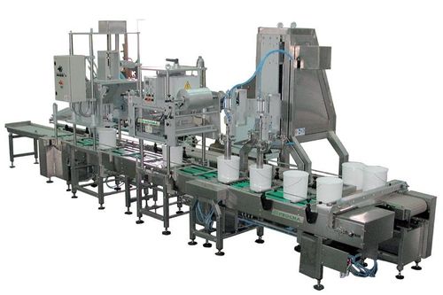 Linea di riempimento e confezionamento di secchi per liquidi - max. 360 pz/h - Procma s.r.l.