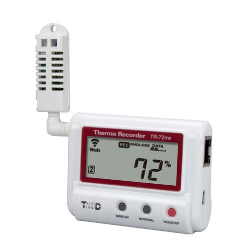 Registratore di dati di umidità - TR-72nw - T&D Corporation - di temperatura / su rete LAN/WLAN / con display LCD