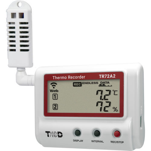 Registratore di dati senza fili - TR72A2 - T&D Corporation - di temperatura e umidità / USB / con display LCD
