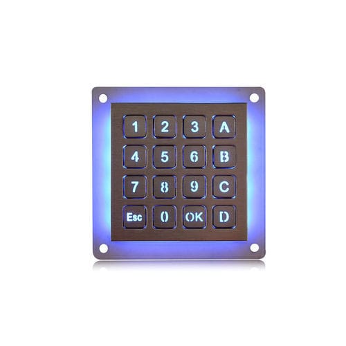 Tastiera numerica 16 tasti - K-TEK-B60KP-16-AC-BL-DWP - Key Technology China Limited - ad incastro / in acciaio inossidabile spazzolato / IP65