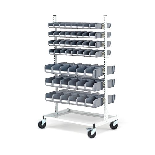 Scaffalatura per magazzino di stoccaggio - 201285 - AJ Produkter - mobile / a doppia faccia / in acciaio