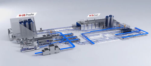 Linea di produzione agroalimentare per pasticcini e torte - MECAFLEX - Mecatherm S.A. - per prodotti multistrato / automatizzata