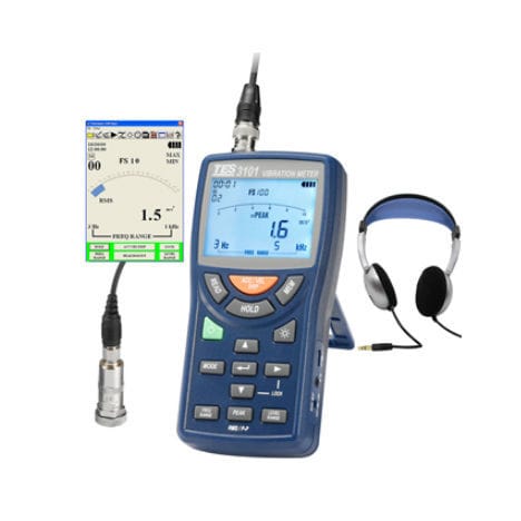 Vibrometro per monitoraggio di macchina - TES-3101 - TES Electrical Electronic Corp. - portatile / digitale / accelerometro