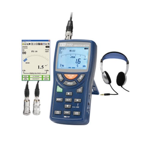 Vibrometro per monitoraggio di macchina - TES-3102 - TES Electrical Electronic Corp. - portatile / digitale / accelerometro