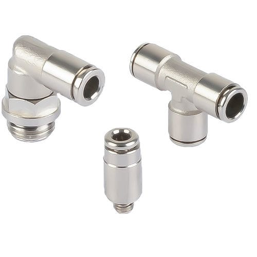 Raccordo in ottone nichelato - A100 series - A&T Fluid solutions - pneumatico / push-in / a gomito