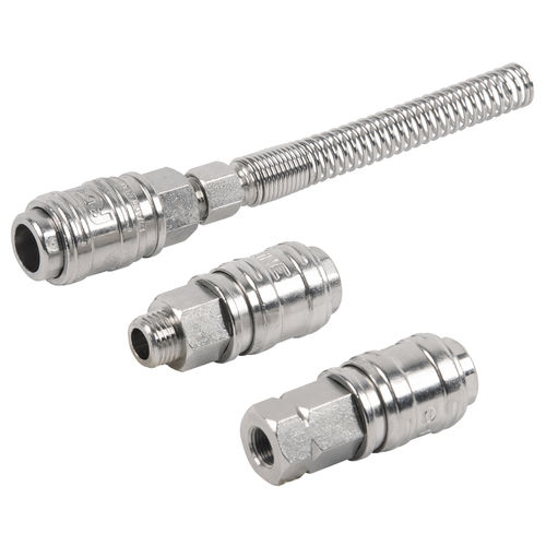 Raccordo rapido - E500 series - A&T Fluid solutions - pneumatico / in ottone nichelato / a valvola