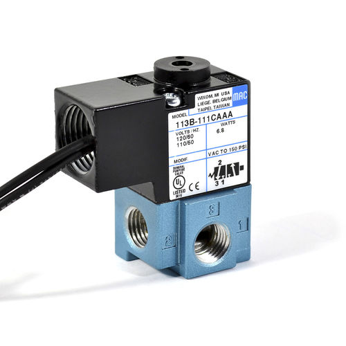 Distributore pneumatico a valvola - 100 series - MAC Valves - azionato tramite solenoide / a comando diretto / a 3/2 vie