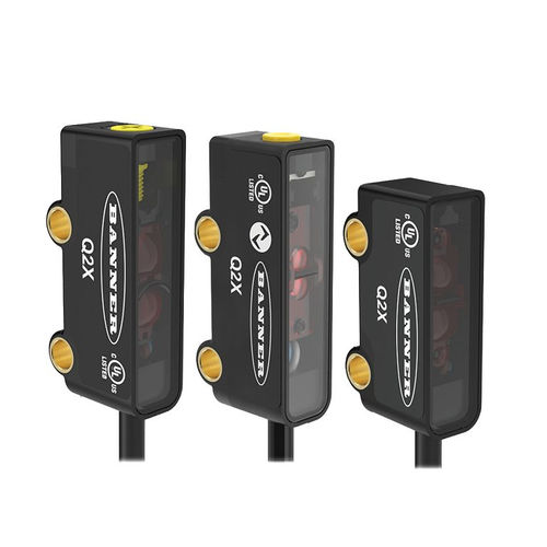 Sensore fotoelettrico in miniatura - Q2X - BANNER ENGINEERING CORP. - con soppressione di sfondo / retroriflettente polarizzato / rettangolare
